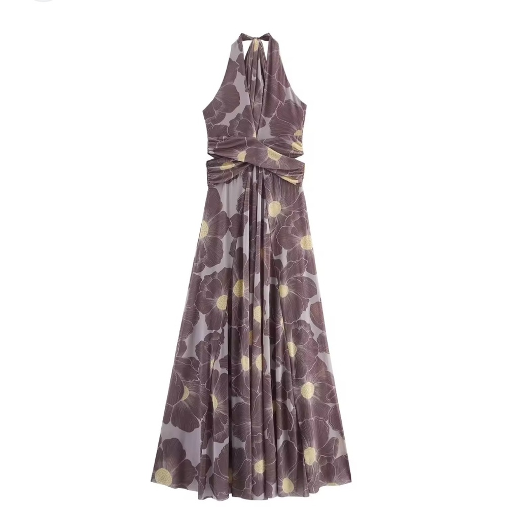 Zara Floral Maxi Dress with Yellow Accents